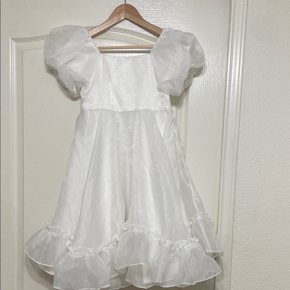 JessaKae White Organza Puff-Sleeve Party Dress